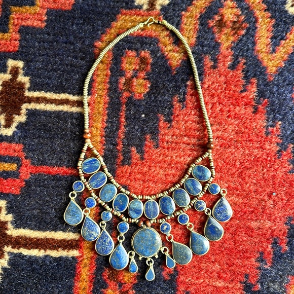 Afghan blue boho necklace - Picture 1 of 4